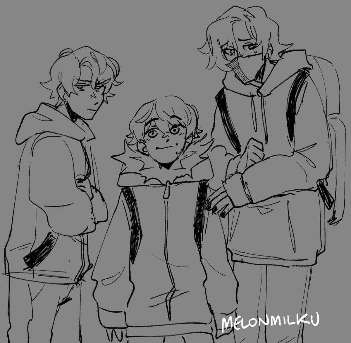 Melonmilku's tweet photo. THESE DESIGNS ARE P LAZY because im tired but thinking about benchtrio dbh au... will ramble below and hopefully make nicer designs another time sdjfhdfg https://t.co/hGfCCCsu6u