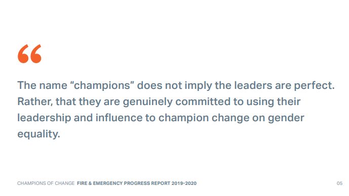 AFACnews's tweet image. The @champs_change Fire and Emergency Group 2020 progress report demonstrates members' ongoing commitment to gender equality, advancing more women into leadership and building professional, respectful and inclusive environments for all: afac.com.au/docs/default-s…