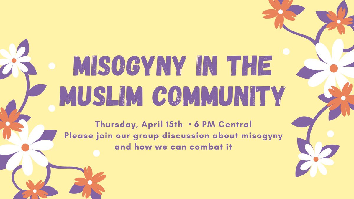 As last month was women’s history month, this week we would like to have a group discussion about misogyny in the Muslim community. While misogyny is a fact of life for many people, we want to take this time to discuss what it looks like in the our community &amp; how to move forward