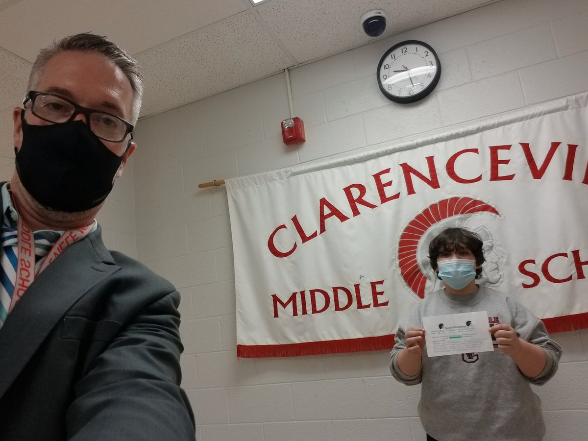 CVille_AP's tweet photo. Positive referrals! They're back baby! Great to have students back in the building and doing awesome things. Socially distant pictures, of course. #CSD_AllMeansAll https://t.co/LSktdoDmwh