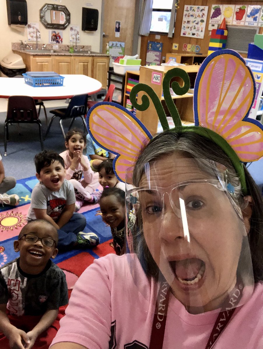 MrsZugSH's tweet photo. My students said there was a butterfly on my head and they were right! #metamorphosis #funinprek https://t.co/ERmftz7smA
