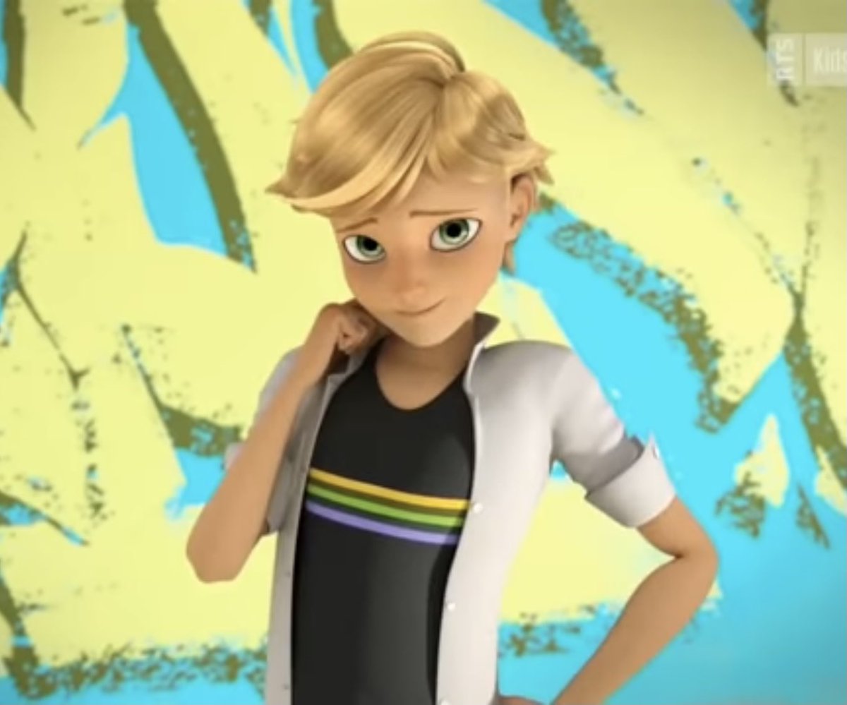 Kagami: “Pose for me, I’d like to draw you”
Adrien: “What pose do you want me to make?”
Kagami: “A pose that you feel comfortable with”

Adrien: