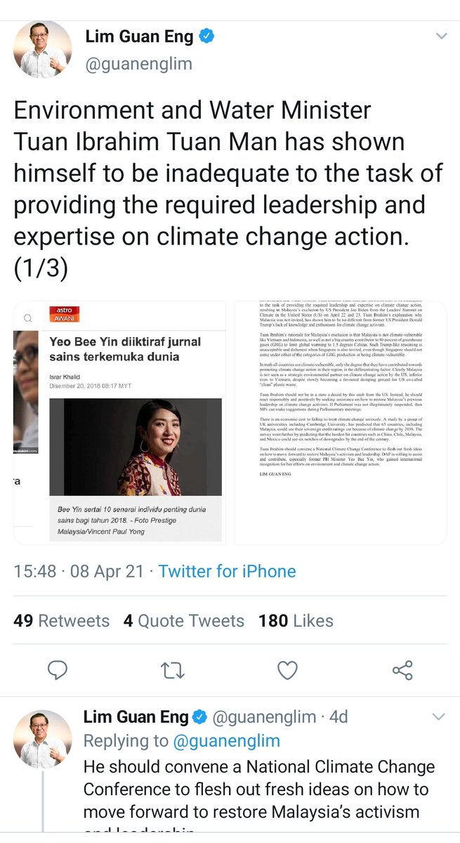 BroZico's tweet photo. Yes @guanenglim , Penang require leadership &amp; expertise on climate change action . 

Please tell @yeobeeyin to help Penang. https://t.co/tCw4TJl3Lv