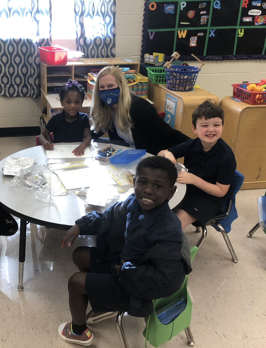 Mrs. Savant, Assistant Principal, enjoyed the day by helping Pre-K students learn and explore on their first day back after Spring Break. Miriam even drew a picture of her and Mrs. Savant! <a href="/ebrpschools/">East Baton Rouge Parish School System</a>