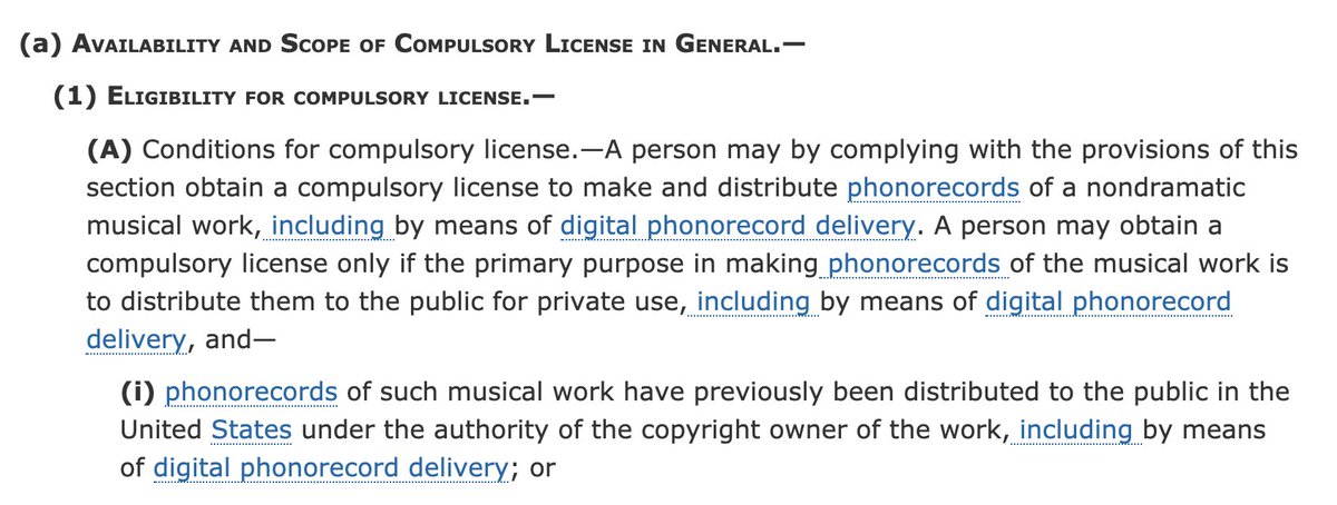 17 USC § 115(a) is the statute which sets out the conditions under which Swift *must* grant a mechanical license for the continued sale of the Big Machine albums.The gist: Once a songwriter licenses a song to be sold on itunes/cd, they can't later refuse to license it.