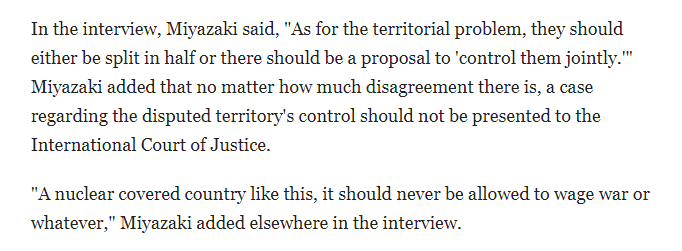 Hayao Miyazaki outright said that Japan should return land to China. This is an incredibly controversial stance. Many in Japan, and nations allied with Japan are very much against this. This was printed in the monthly Ghibli Magazine. This is on the official Ghibli record.