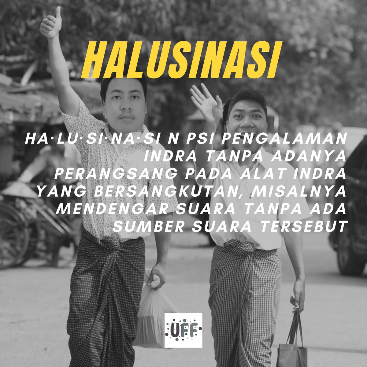 UFFProject's tweet photo. [HipHipHaluHalu] Halusinasi

Halo Masyarakat Halu! Bapak Presiden @HasanAbdur234 dan Bapak Wakil Presiden @ghopraa mau ngasih tau nih buat masyarakat arti halusinasi menurut KBBI. Semoga bisa menambah pengetahuan dari Masyarakat Halu.

#FunInOurWays
#PodcastCommunity https://t.co/0dz9iMQ3W4
