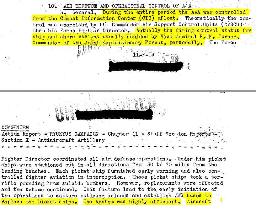 ...in the Pacific Fleet, as executed by Admiral Richmond Kelly Turner and his subordinates, never bothered to coordinate sea-based and ground-based air defenses as a threat based integrated air defense system that both prevented friendly fire via integrated radar coverage and5/