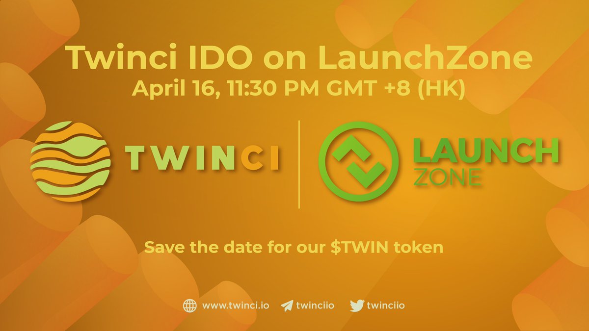Twinci (@twinciio) on Twitter photo We are excited to announce $TWIN IDO is coming on <a href="/launchzoneann/">LaunchZone (LZ.finance)</a> on April 16th, 11:30 PM GMT +8 (HK)
Learn more ➡️ bit.ly/2PPKOtt
Official TWIN contract address:
0xAF83F292fcED83032f52ced45ef7DBDdb586441a
GET READY 🚀
$TWIN #BSC #BSCX #LaunchZone #NFT #IDO #PadX We are excited to announce $TWIN IDO is coming on <a href="/launchzoneann/">LaunchZone (LZ.finance)</a> on April 16th, 11:30 PM GMT +8 (HK)
Learn more ➡️ bit.ly/2PPKOtt
Official TWIN contract address:
0xAF83F292fcED83032f52ced45ef7DBDdb586441a
GET READY 🚀
$TWIN #BSC #BSCX #LaunchZone #NFT #IDO #PadX