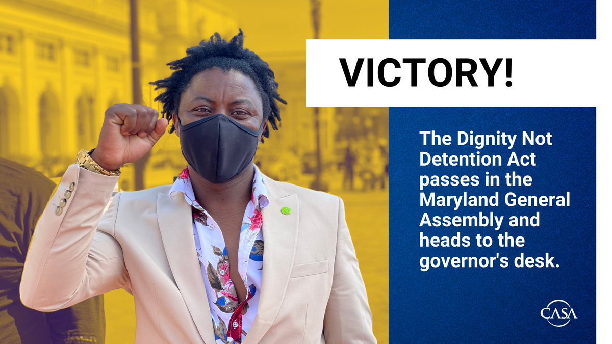 wearecasaorg's tweet photo. 🤩🔥 #MDGA21 passes #DignityNotDetention Act 🏅

M D
I M M I G R A N T
V I C T O R Y

This bill includes policing provisions so police cannot double as ICE agents, detaining &amp; asking about immigration status of these Marylanders. Now, it's off to the governor's desk.

#SineDie https://t.co/xi4S2XMUyk