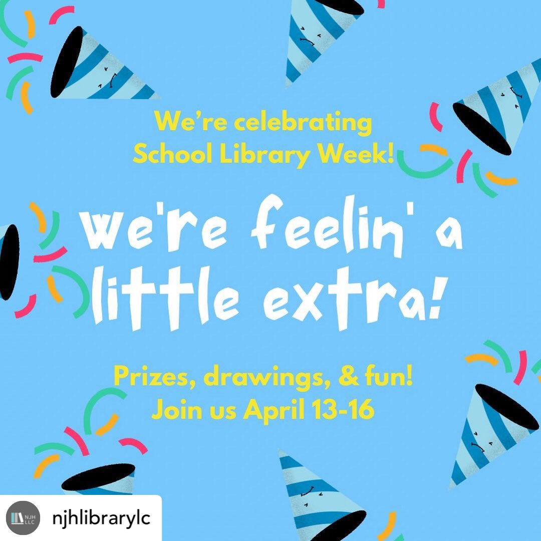 NJHLibraryLC's tweet photo. We are celebrating School Library Week! Books📚Prizes🎁Fun!🎉 https://t.co/89QG7Ay6CX
