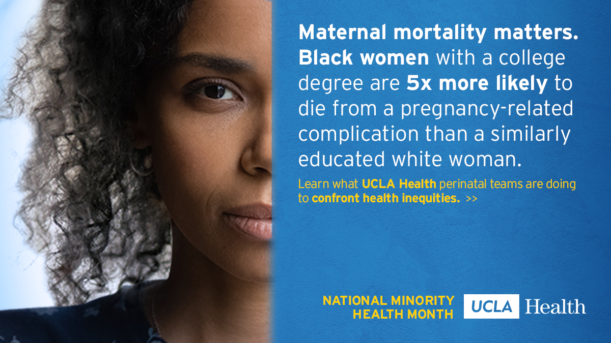 #BlackMaternalHealthWeek, observed during #NationalMinorityHealthMonth, draws awareness to the inequities Black mothers face in the U.S. At #UCLAHealth, we advocate for reproductive & birth justice.
Learn about our efforts to improve such inequities: https://t.co/37y9hL4iMp https://t.co/9uKIZjbSpy