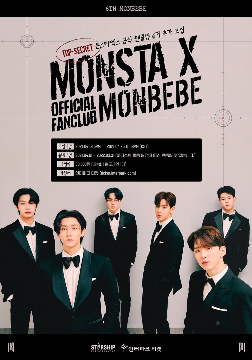 OfficialMONSTAX's tweet photo. 📢
#몬스타엑스 공식 팬클럽 
#몬베베 6기 추가 모집 🕶 🗃

🗓 모집기간
✔ 210419 5PM-210425 11:59PM (KST)

📍예매처 : 인터파크 티켓 

몬베베 6기 추가 모집!
절대 놓치지 마세요 😎❤

#MONSTAX #MONSTA_X #몬베베6기
  
👉🏻 https://t.co/9KL1dWjGEU https://t.co/UCvb8FXIDq