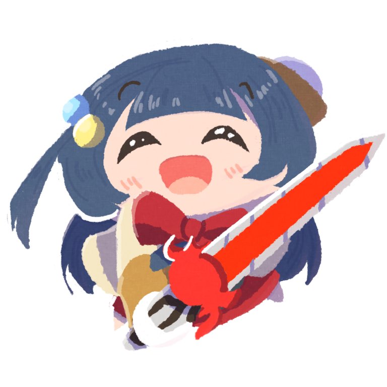 1girl weapon solo closed eyes holding weapon bangs sword  illustration images