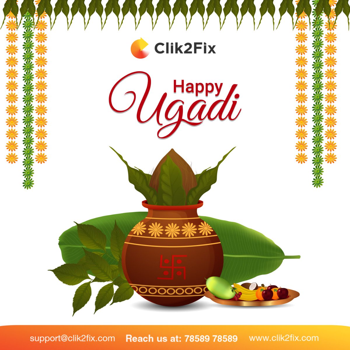 clik2fix's tweet photo. Wishing Happy Ugadi to everyone! https://t.co/FM5qOOHVIQ