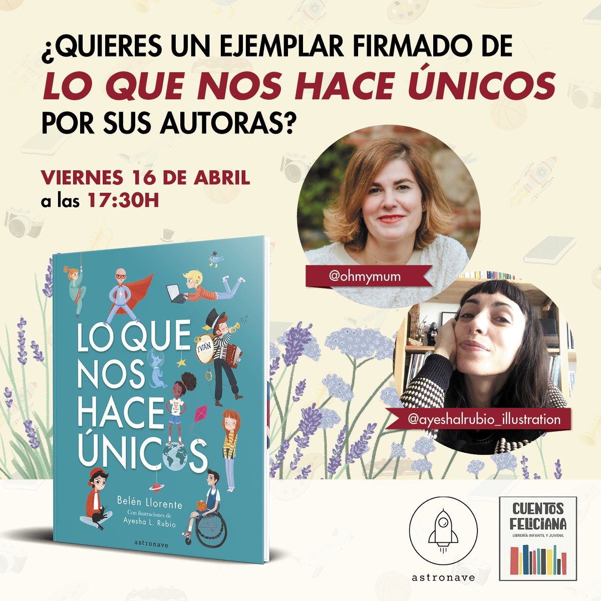 ¿Queréis que <a href="/Oh_my_mum/">Oh my mum!</a> y @AyeshaRubio os firmen 'Lo que nos hace únicos'? ¡Pues tenéis hasta el viernes 16 para encargarlo en Cuentos Feliciana!