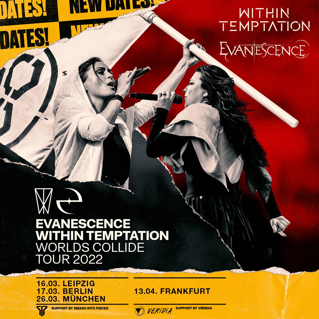 OLYMPIAPARK's tweet photo. ‼️ EVANESCENCE & WITHIN TEMPTATION IN DER OLYMPIAHALLE ‼️
Im März 2022 gibt es einen absoluten Doppelhammer bei uns in der Olympiahalle. Das #Konzert von @evanescence & @WTofficial wird von 22. September 2021 aus dem #Zenith verlegt.
📆 26. März 2022
📍 #Olympiahalle #München https://t.co/DyY2xFqIID
