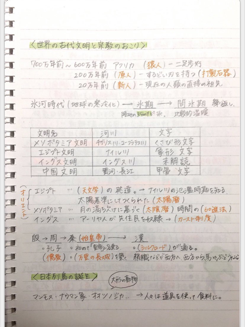 Twitter 上的 Clearnote 勉強ノートまとめ こんばんは ランチはインドカレー食べました ナン美味しいよね 今日紹介するのは 中学社会〻歴史 縄文時代 奈良時代 そら さんのノート 昔すぎて退屈しちゃう人が多いこの時代 綺麗なまとめノートで気分高め