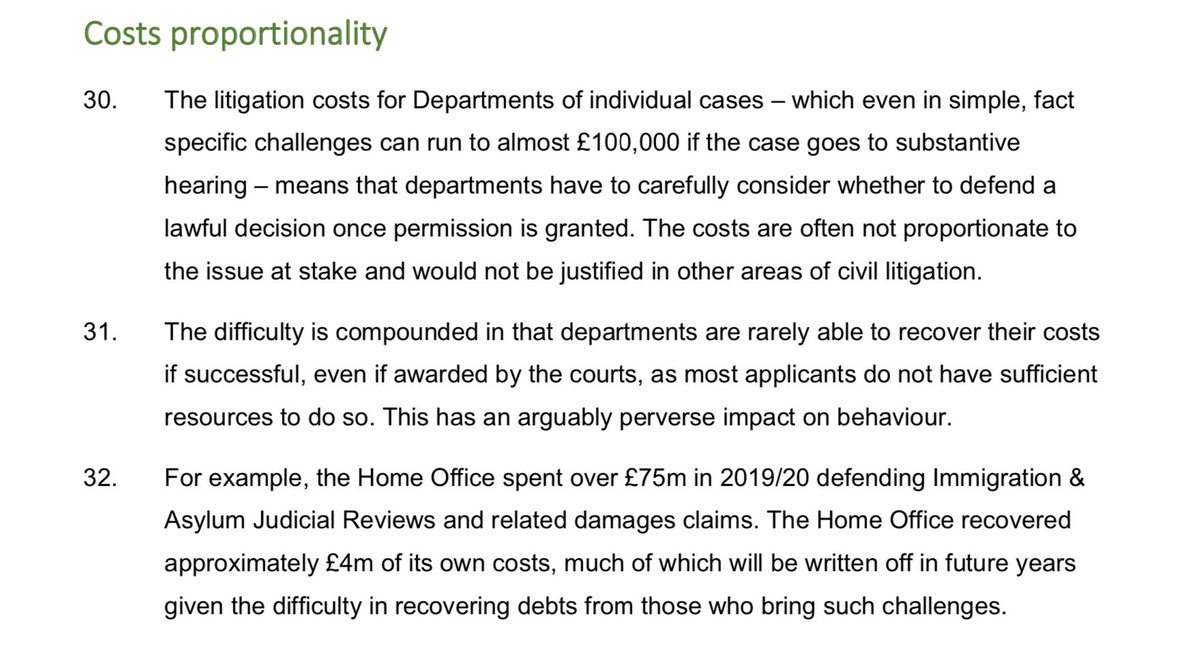 We do know the Home Office is concerned by the costs of legal processes (we don’t know if these figures include the costs they had to pay to successful applicants) but that concern doesn’t seem to have led it to think about how it might do things better 4/
