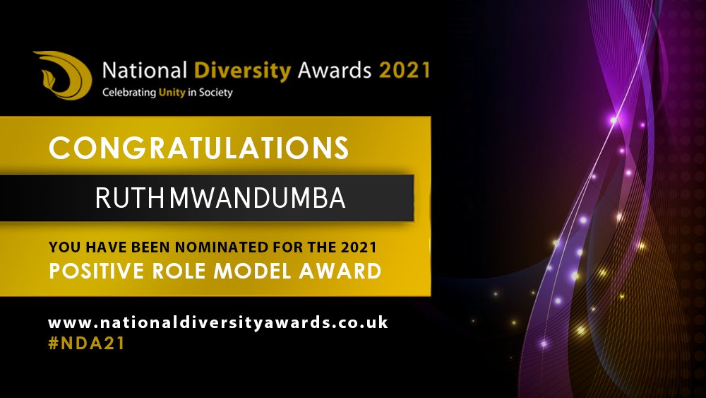 RuthMwandumba's tweet photo. So, today I found out that I've been nominated for the Positive Role Model Award at The National Diversity Awards 2021 in association with ITV News 😳🤯
What an incredible honour!
If anybody fancies voting for me, please click the link below!
https://t.co/gtHRfMnVwK
@ndawards https://t.co/nHqGUvfqme