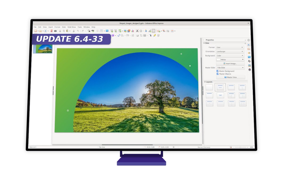 CollaboraOffice's tweet photo. We are glad to announce #CollaboraOffice 6.4-33 🌻

The latest version of your *freedom loving desktop office* includes:
📖 Gutter Margins for Writer
🖼️ PPTX collaboration improvements
🔧 and stability fixes

Read more👉 https://t.co/3DRfV0FdFu

#gdpr #foss #libreofficeTechnology https://t.co/24LBEBDGNL