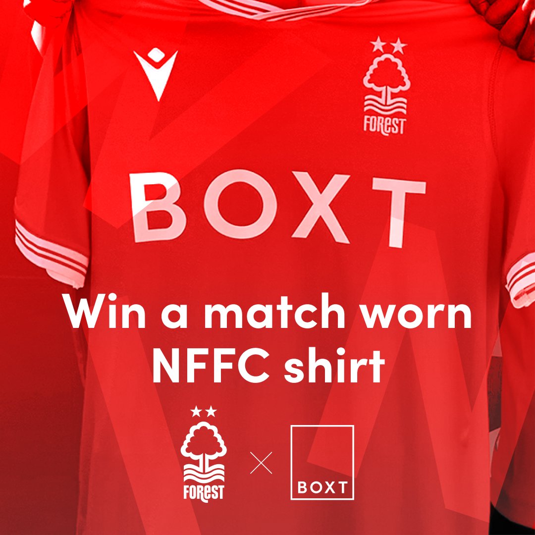 🚨 𝗖𝗢𝗠𝗣𝗘𝗧𝗜𝗧𝗜𝗢𝗡 🚨 

Thanks to our partners <a href="/weareboxt/">BOXT</a>, we've got a match-worn shirt featuring the BOXT logo to giveaway!

✅ Follow <a href="/weareboxt/">BOXT</a> &amp; <a href="/NFFC/">Nottingham Forest</a>
💬 Tag a mate in the comments
🔁 Retweet this post 

🔴🌳 #NFFC
