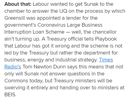 8. This morning however, his team were clear: "the scheme is not led by the Treasury but rather the department for business, energy and industrial strategy."
