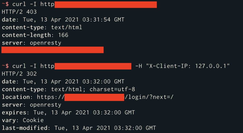 Bugcrowd's tweet image. When you encounter a 403 Forbidden page, try adding a "X-Client-IP" header with the value "127.0.0.1". #bugcrowdtipjar