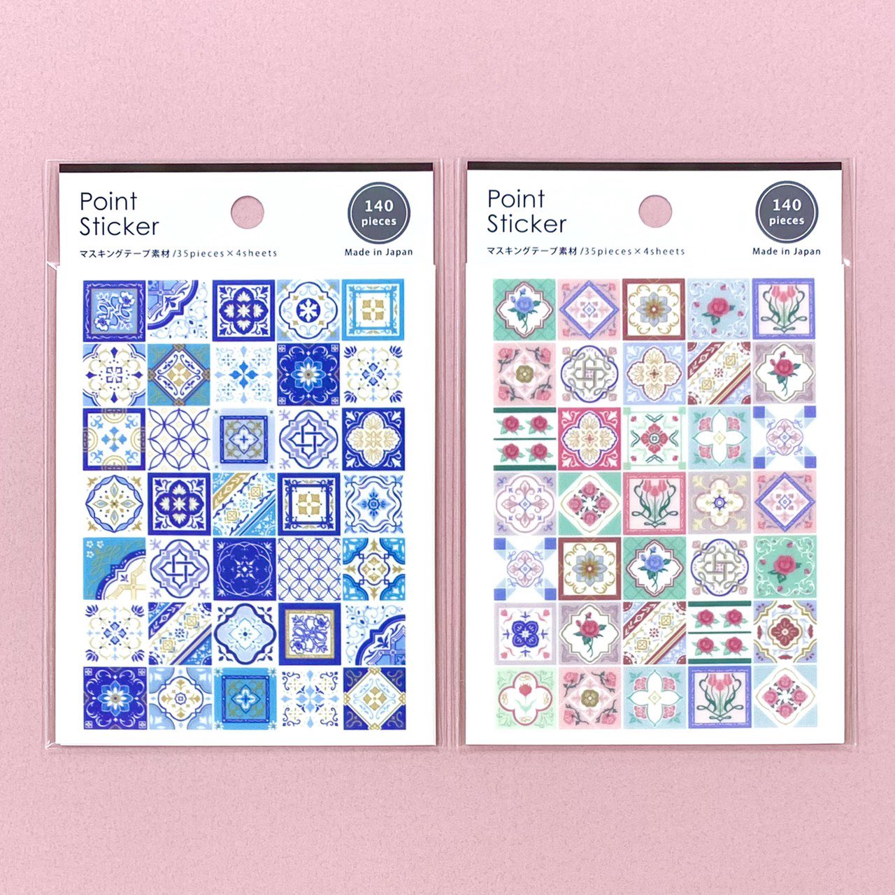 Twitter 上的 Gaia Co Ltd タイル柄のpointstickerが発売されました アズレージョタイルをイメージした タイル ネイビー と マジョリカタイルをイメージしたレトロ調の タイル カラフル の2柄展開です どちらも繊細なイラストで表現しました マスキング