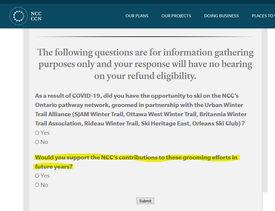 Want to support your Local Urban Winter Pathway during the refund process of your <a href="/NCC_CCN/">National Capital Commission</a> ski pass? Consider checking the box. <a href="/SkiheritageEast/">SkiHeritage.East</a> <a href="/OWWinterTrail/">Ottawa West Winter Trail</a> <a href="/KanataNordic/">Kanata Nordic</a> <a href="/RideauWinter/">RideauWinterTrail</a> <a href="/BritanniaTrail/">Britannia Winter Trail</a>  #orleansnordicskiclub #ottski #ottbike #myottawa