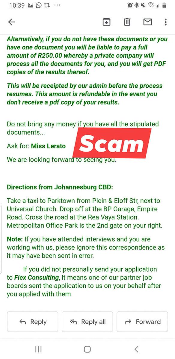 ❌❌Scam of the Day 

Beware of this scam from flex Consulting

Lets not be scared of calling it a SCAM when it is. Scammers have no mercy. They also threaten us for exposing them but be assured we aint scared. A Scam is a scam without an compromise