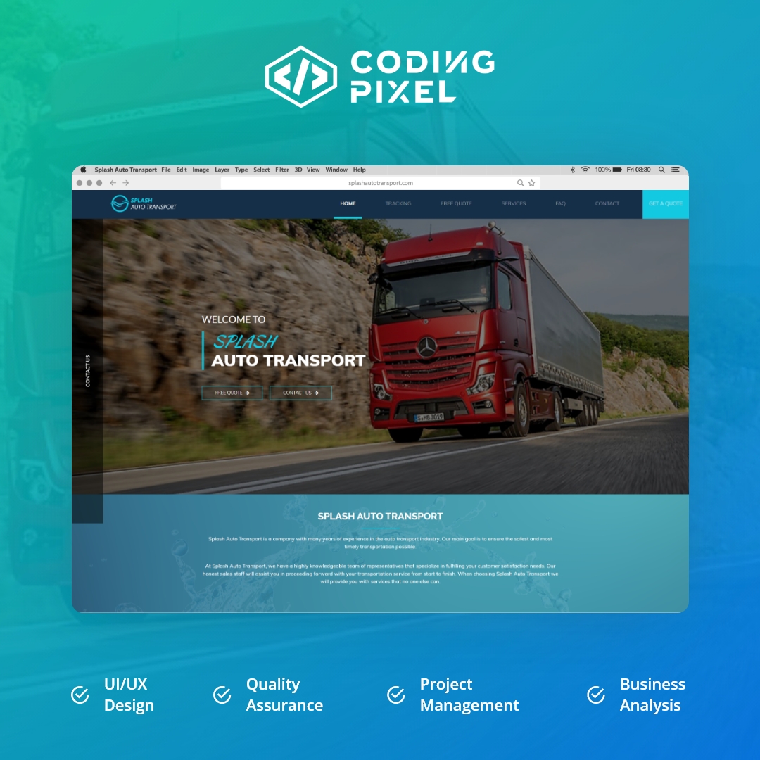 CodingPixelUS's tweet image. A glimpse of our work for, Splash Auto Transport!
You too can have your very website for an online business. Contact us
🌎 codingpixel.com
☎ +1-832-699-0088
📧 info@codingpixel.com
#codingpixel #developer #coding #programming #programmer #javascript #coder #webdeveloper