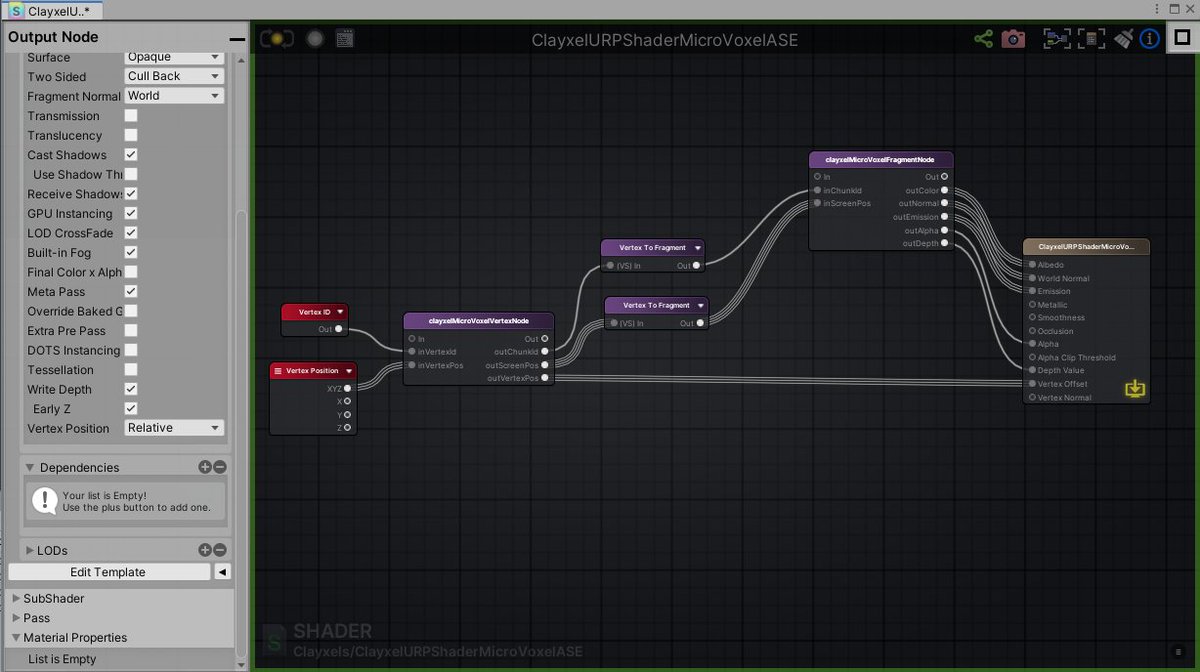 andreintg's tweet image. porting the clayxels shader to @AmplifyCreates and once again blessing this thing exists! 
✅move data from vertex to fragment
✅output to depth buffer with early-z optimization

Polygon-less customizable shading for everyone : )