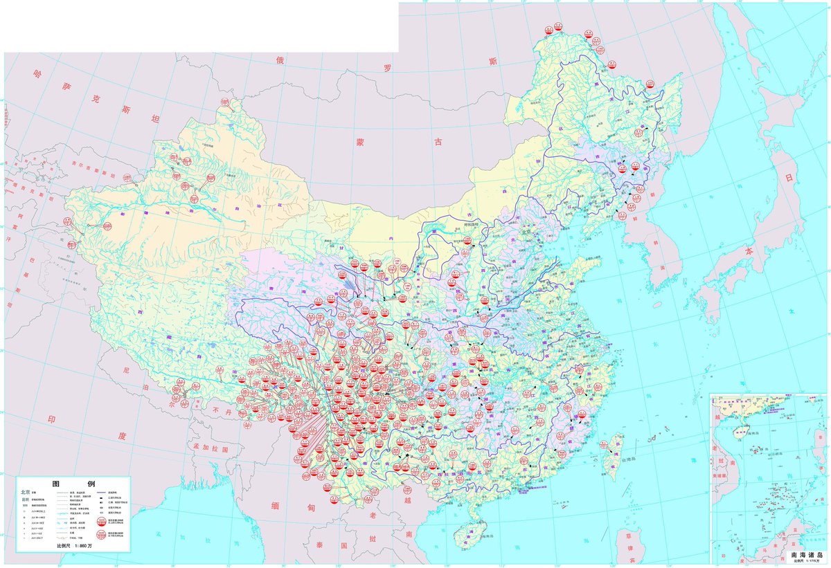 And we also have a legal system to handle stuff like this. Different countries fighting over water right don't. This brings us to the example of China. They also recognize that water will become increasingly valuable, so they have built up a giant network of dams. some seen below