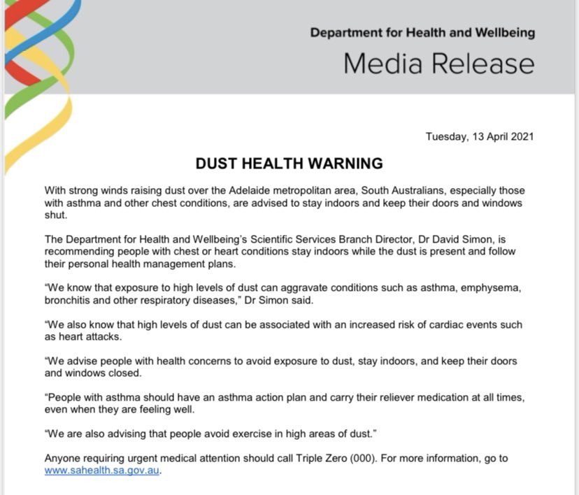 ChelseaCarey_9's tweet image. SA Health has issued a warning to South Australians about the dust that is blanketing the Adelaide metro area. People urged to stay inside and keep doors &amp;amp; windows closed. @9NewsAdel