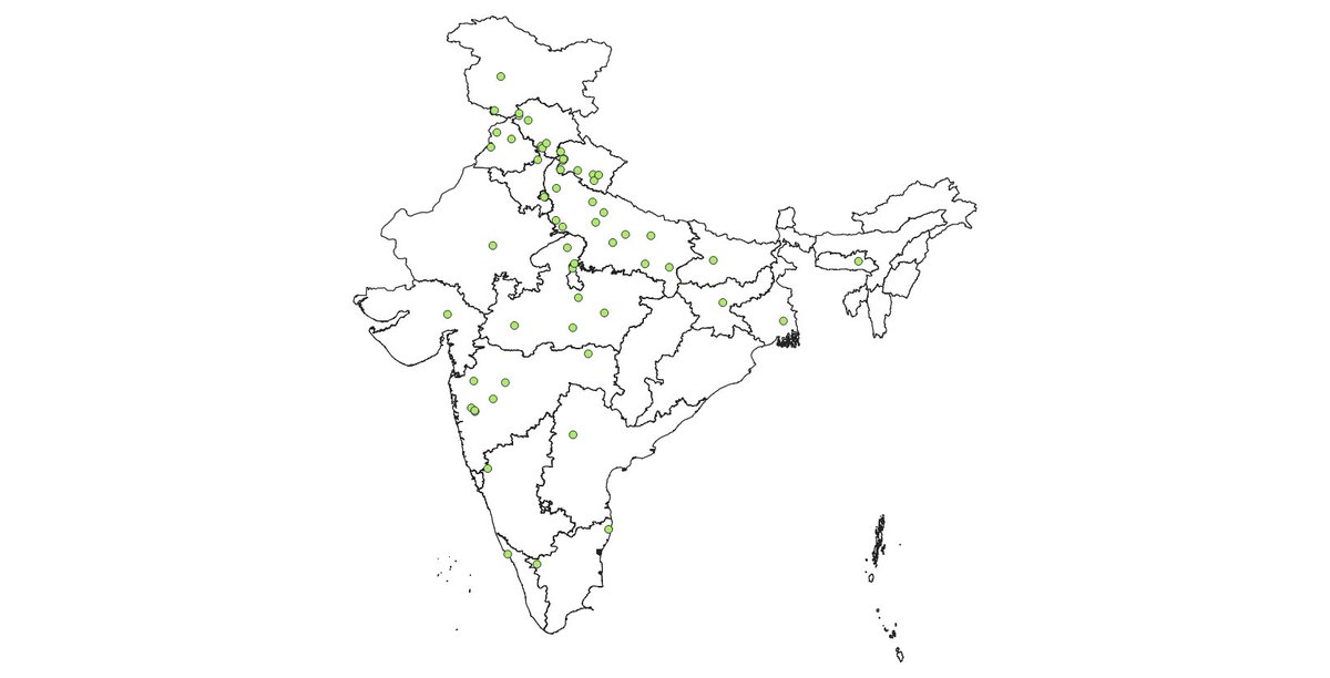There were 59 Cantonments listed by Census 2001 and their distribution across India closely mirrors the history of British military pursuits....more dense between Calcutta and Delhi and very few in South India.