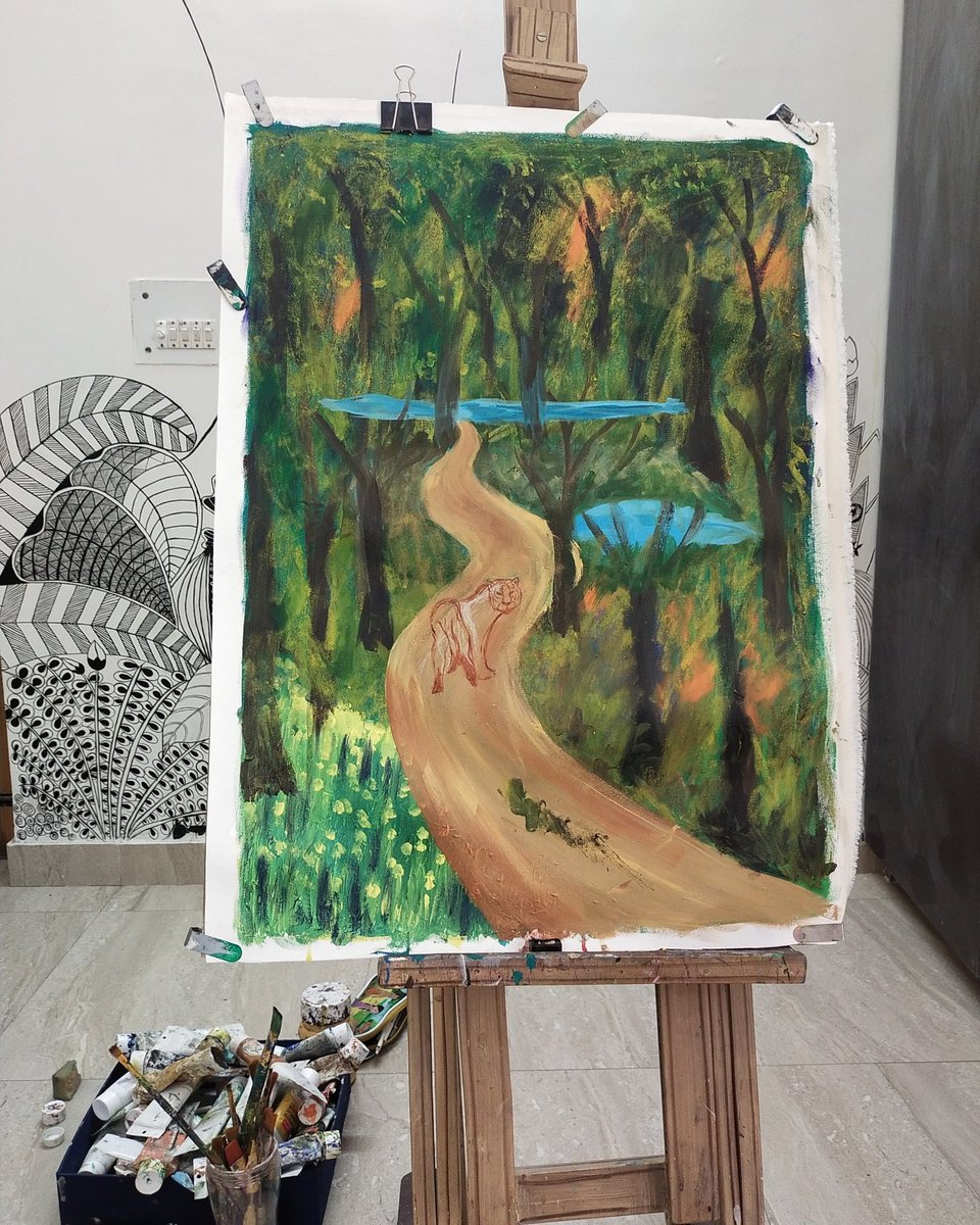 And that's how the story begins...

 #artiststudio #naturelove #portraitmood #artstudio #landscapepainting #monsoonlandscape #indianjungle #tiger #followforfollowback #beautifuldestinations #wildlifesafari #visualstory #wip