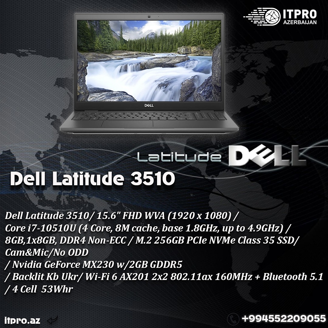 itprooo's tweet image. Dell Latitude 3510/ 15.6&quot; FHD WVA (1920 x 1080) /Core i7-10510U (4 Core, 8M cache, base 1.8GHz, up to 4.9GHz) / 8GB,1x8GB, DDR4 Non-ECC / M.2 256GB
#dell #dellnotebook #delllaptop #dellnotebooks #delllaptops #laptopdell #notebookdell #baku🇦🇿 #azerbaycan🇦🇿 #delllatitude #latitude