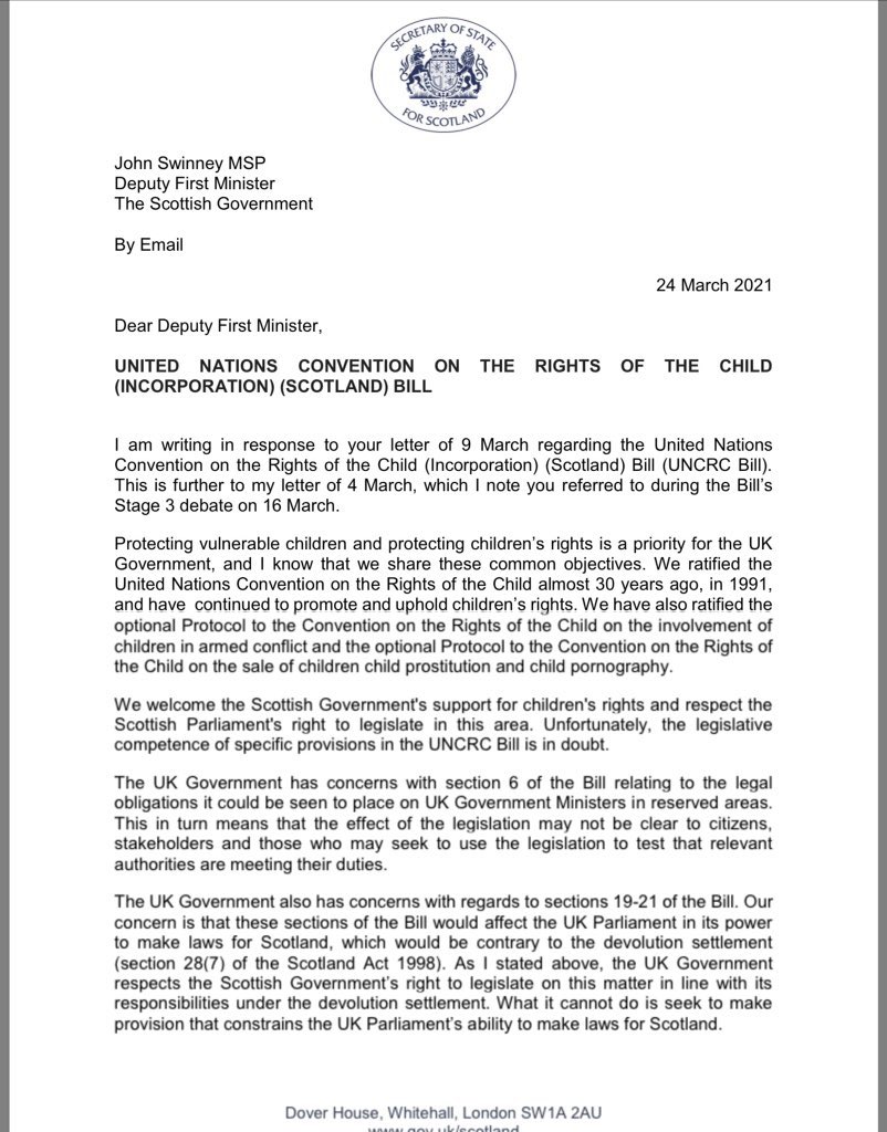 3 weeks ago, on 24th March, the U.K. Govt sent a courteous, well written and reasoned response to John Swinney. On 12th April, the FM misrepresented it to media, the Scot Labour leader sided with her yet again. Her fans then also leapt on the bandwagon, spreading misinformation