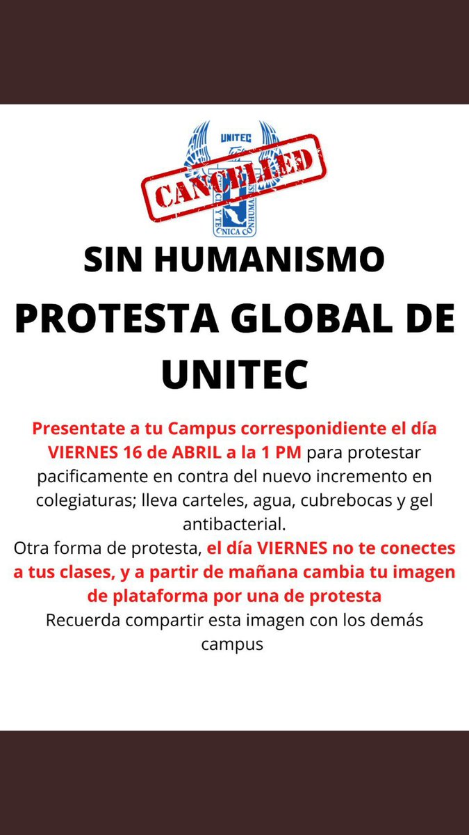 #unitecsinHUMANISMO
Me llamas 24/7 para saber si me voy a inscribir al siguiente ciclo, si me tardo en abonar mi colegiatura pero no para saber si tengo la solvencia necesaria para pagar cada materia.

CERO HUMANISMO