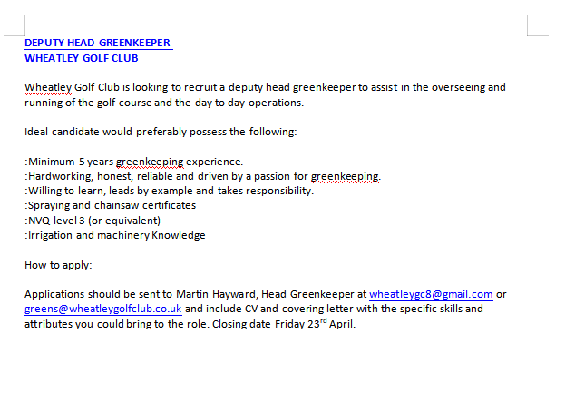 Wheatley Greenkeepers tweet media