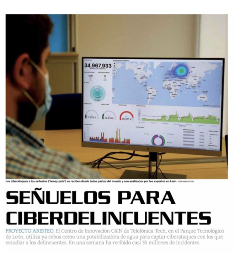 mari38jo's tweet photo. Impresionante. Orgullosa de nuestro Centro C4IN de @Telefonica Tech en #León.
Aristeo, un proyecto junto con @Cidaut para la investigación de la #ciberseguridad en la #industria40 Imprescindible lectura hoy en @diariodeleon @JoseCascallana @almazormjesus 
https://t.co/IEYwjGBODM https://t.co/ccc253Pogr