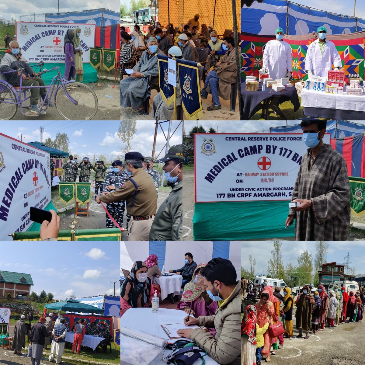 KOSCRPF's tweet image. More than 350 locals of Seer, Raliway Colony &amp;amp; Amargarh #Sopore were provided medical consultation &amp;amp; essential medicines at free Medical camp organised by 177 Bn @crpfindia
Besides sanitization kits &amp;amp; COVID preventive items were also distributed amongst the locals
#HelpUsHelpYou