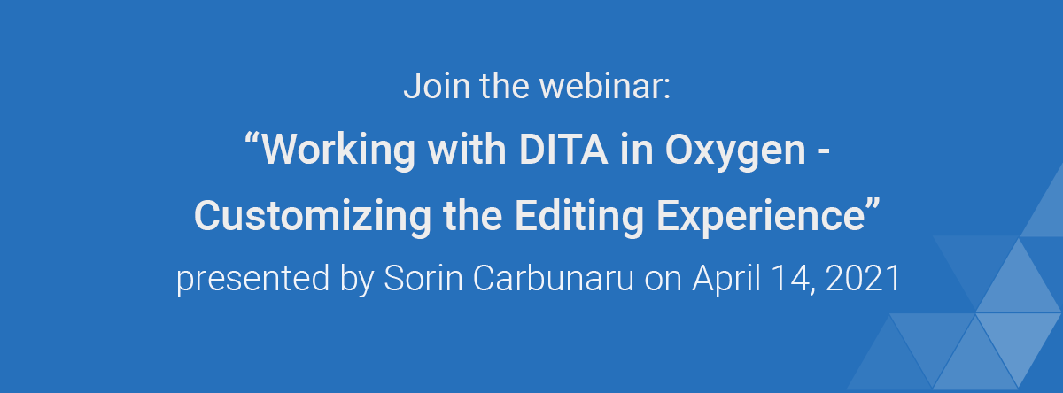 During tomorrow's live webinar, you will learn about the customization of: 

✔ Author actions
✔ The Author-mode rendering
✔ Document validation
✔ The content-completion assistant 
✔ New document templates

ℹ Book your seat for FREE here:
oxygenxml.com/evs2021-6.html