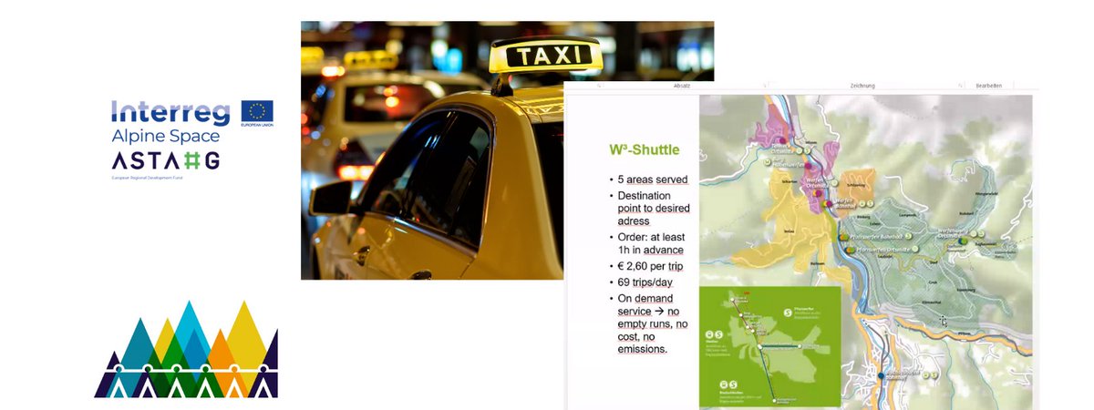 astahg's tweet photo. “Soft mobility for developing environmentally friendly tourism in the Alpine space”, W3-Shuttle, on demand taxi, Svea Lauterjung, Project coordinator https://t.co/px0SRsacwK