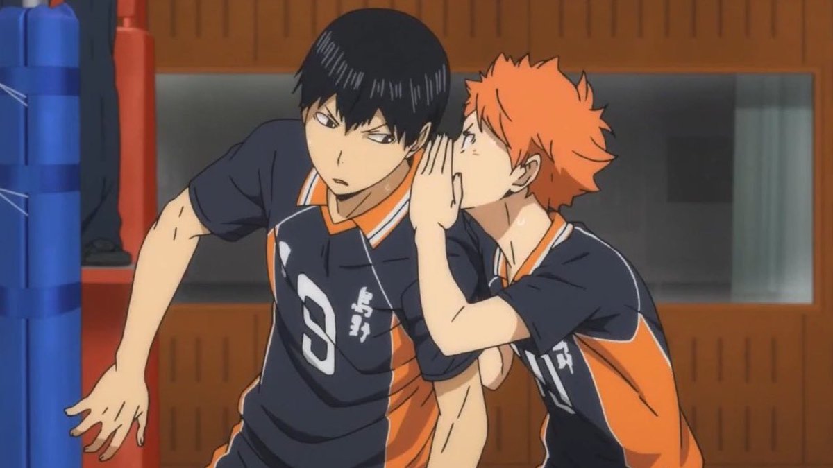 blackadlers's tweet photo. can we talk abt kageyama leaning down so hinata can whisper in his ear... https://t.co/ACBTFJdhHa