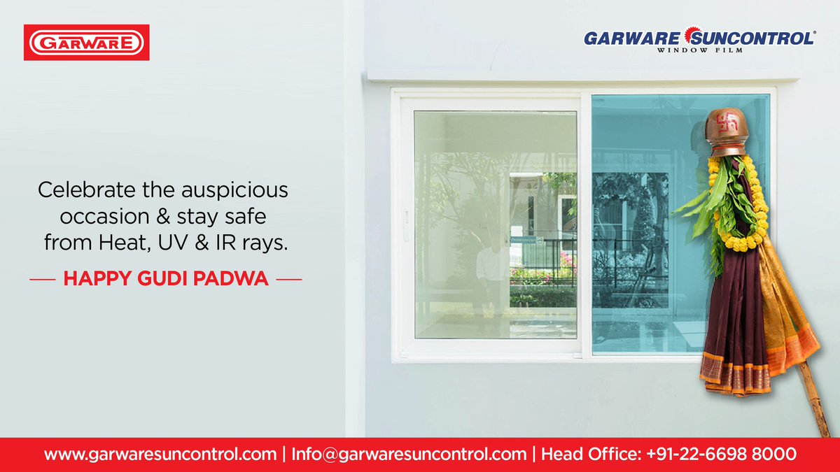 garwarehitech's tweet image. Garware wishes you all a Happy Gudi Padwa. 

#Garware #Garwarepoly #GarwarePolyester #GarwareSuncontrol #Garwarewindowfilms  #sunprotection #uvprotection  #architecturalfilms #GudiPadwa #Festive #auspicious #Festivevibes #newyear #newbeginnings #newhopes #stayhealthystaysafe