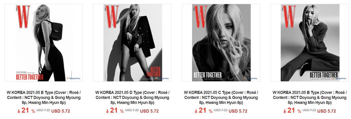 Ktown4u_CANU's tweet photo. 💝 Collaboration x @AUSTRALIAFOROSE

[Magazine] W KOREA 2021.05
🍑Cover : ROSÉ
🍑A/B/C/D/E TYPE
🍑21% discount 

Purchase Link ➡️https://t.co/r69WVbVwBT https://t.co/meLFL4eucc