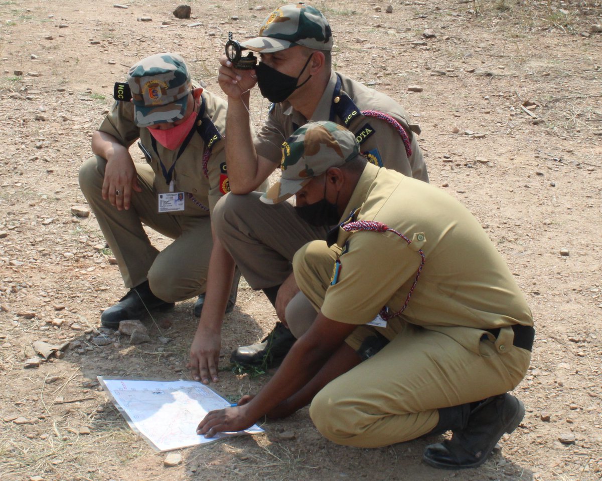 NCC_OTA_Kamptee's tweet photo. Aspiring Associate NCC Officers hone their skills in Map Reading and X-country Navigation during their Pre-Commission training at NCC OTA Kamptee.@HQ_DG_NCC @SpokespersonMoD @PRODefNgp https://t.co/h1JFp0jbt7