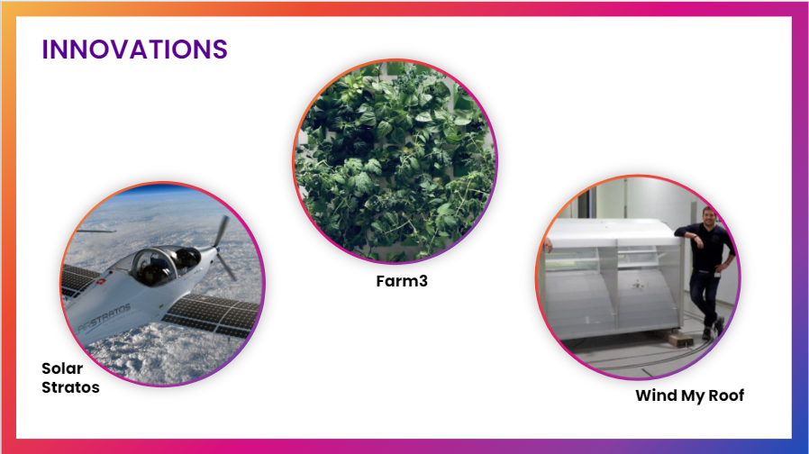 We don't only expect more tech, we expect more from technology! 💚 At #VivaTech, discover solutions to help the planet like:

<a href="/SolarStratos/">SolarStratos</a>: a solar powered plane
<a href="/Farm3Cube/">Farm3</a>: ultraponic farms
<a href="/WINDmyROOF/">WIND my ROOF</a>: renewable wind energy for buildings